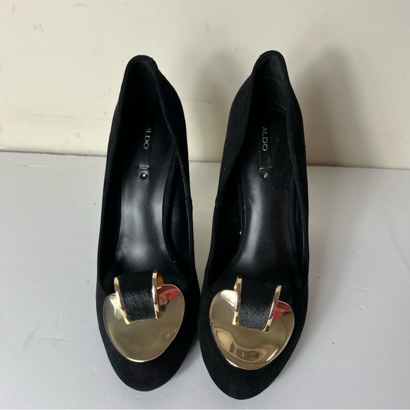 Aldo Women’s Black and Gold Women's Block Heels Size 6 NEW - Picture 4 of 12